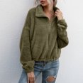 thumbnail image 4 of GENEMA Women Winter Double Fuzzy Jacket Lapel Full Zipper Drawstring Hem Outwear Coat, 4 of 19