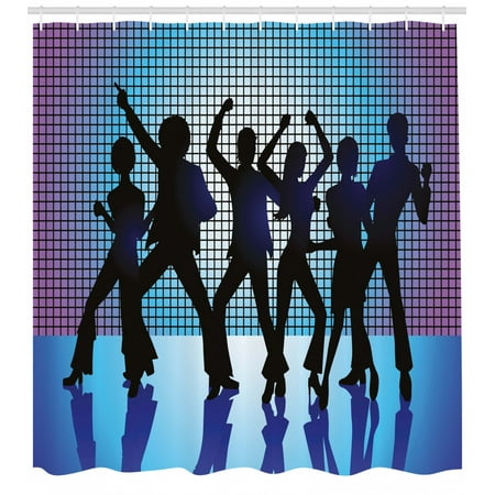 70s Party Decorations Shower Curtain Silhouettes Of Couples