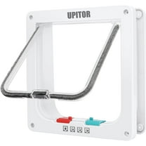 Magnetic Pet Door Kit White - 4 Way Locking Safety Pet Door for Small/Medium/Large Cats and Dogs - Easy to Install Door Flap