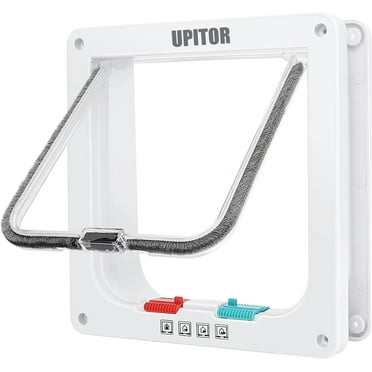 Magnetic Pet Door Kit White - 4 Way Locking Safety Pet Door for Small/Medium/Large Cats and Dogs - Easy to Install Door Flap