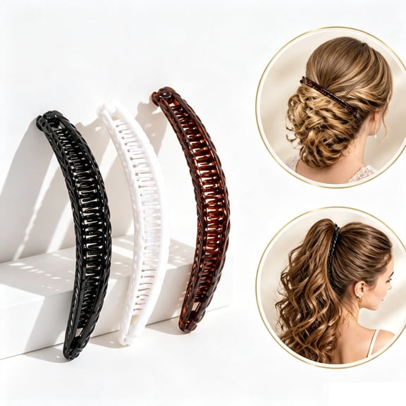 Banana Clips,Tutuviw Vintage Clincher Combs Tool,Nonslip Hair Banana Combs,Large Acrylic Banana Clips for Thick Hair,Strong Ponytail Holder Clips Fishtail Hair Clip for Women Girls,3 Styles
