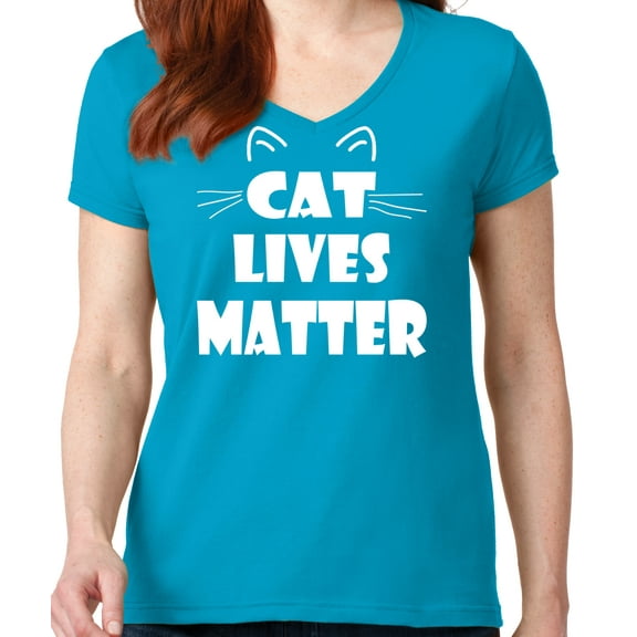 Big and Tall Cat Lives Matter Women's V Neck