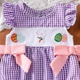 thumbnail image 6 of Hessimy Baby Girl Knit Ruffle Outfit Clothes Ribbed Organic Cotton Solid Color Long Sleeve Romper Clothes(Purple, 6 of 6