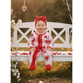 thumbnail image 3 of BemeyourBBs Newborn Baby Girl Valentines Day Ouftist Footed Romper Heart Candy Long Sleeve Ruffle Zip Up Round Neck Footie Jumpsuit with Headband Spring Fall Winter Clothes, 3 of 9