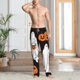 thumbnail image 5 of Uemuo Halloween Ghosts And Pumpkins Pattern Men's Wide Leg Palazzo Lounge Pants with Pockets Light Weight Loose Comfy Casual Pajama Pants-X-Large, 5 of 9