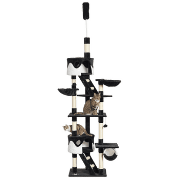 PawHut Cat Tree for Large Cats, Floor to Ceiling, Adjustable, White