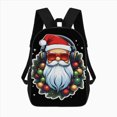 thumbnail image 2 of Cool Santa Headphones Sunglasses Large Capacity Backpacks For Teenagers Travel Bags Casual 17In Backpack, 2 of 7