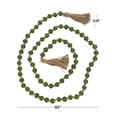 thumbnail image 3 of DecMode Handmade Round Long Frosted Beaded Green Glass Garland with Tassel with Knotted Brown Jute, 3 of 11