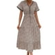 thumbnail image 1 of Gibobby Vestido Casual para Mujer Vestido largo de playa con cuello en V informal con estampado de leopardo para mujer, manga corta, línea A(Beige,M), 1 of 5