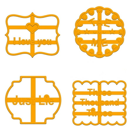 

4Pcs Round Square Cookie Molds You EAT Three Thousand Just Lie Cookie Cutter Biscuit Molds for Baking