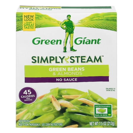 Green Giant Simply Steam Green Beans & Almonds, No Sauce Frozen Vegetables, 7.5 OZ