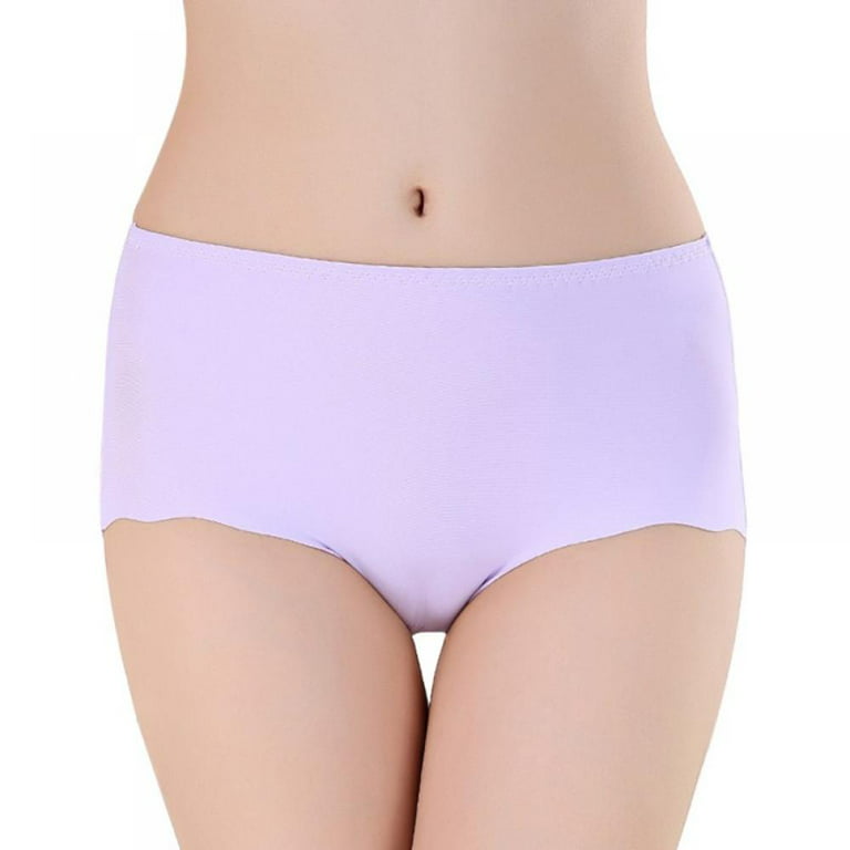 Simple seamless ultra-thin ice silk underwear women's middle and