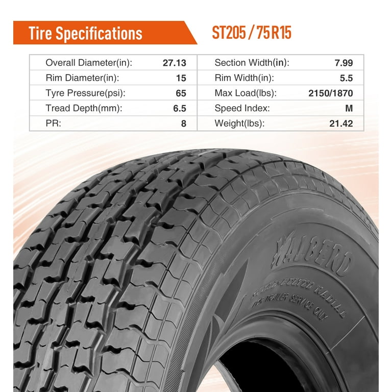 HALBERD Premium ST205/75R15 Trailer Tires 205 75 15 8PR Load Range D Heavy  Duty Radial Trailer Tires Improve Traction