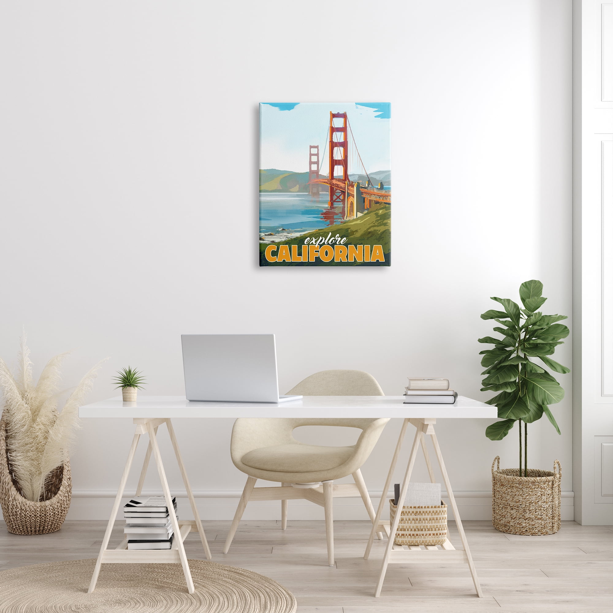 Stupell Industries Explore California Water Bridge Distant Meadows Scenery Graphic Art Gallery Wrapped Canvas Print Wall Art, Design by David Owens Illustration