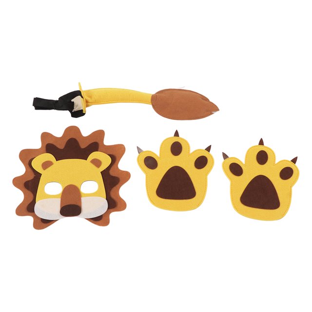 Máscaras de fieltro de león, conjunto de disfraces de fieltro de león Máscaras de animales de Halloween Disfraz de animal de Halloween Diseño elevado