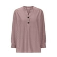 thumbnail image 4 of 3/4 Sleeve Tops for Women Babydoll Shirts Button V Neck T Shirts Hollow Out Eyelet Tunic Blouses Top Dressy Casual Blouses Trendy Loose Fit Tees Shirt Going Out Tops Plus Size, 4 of 6