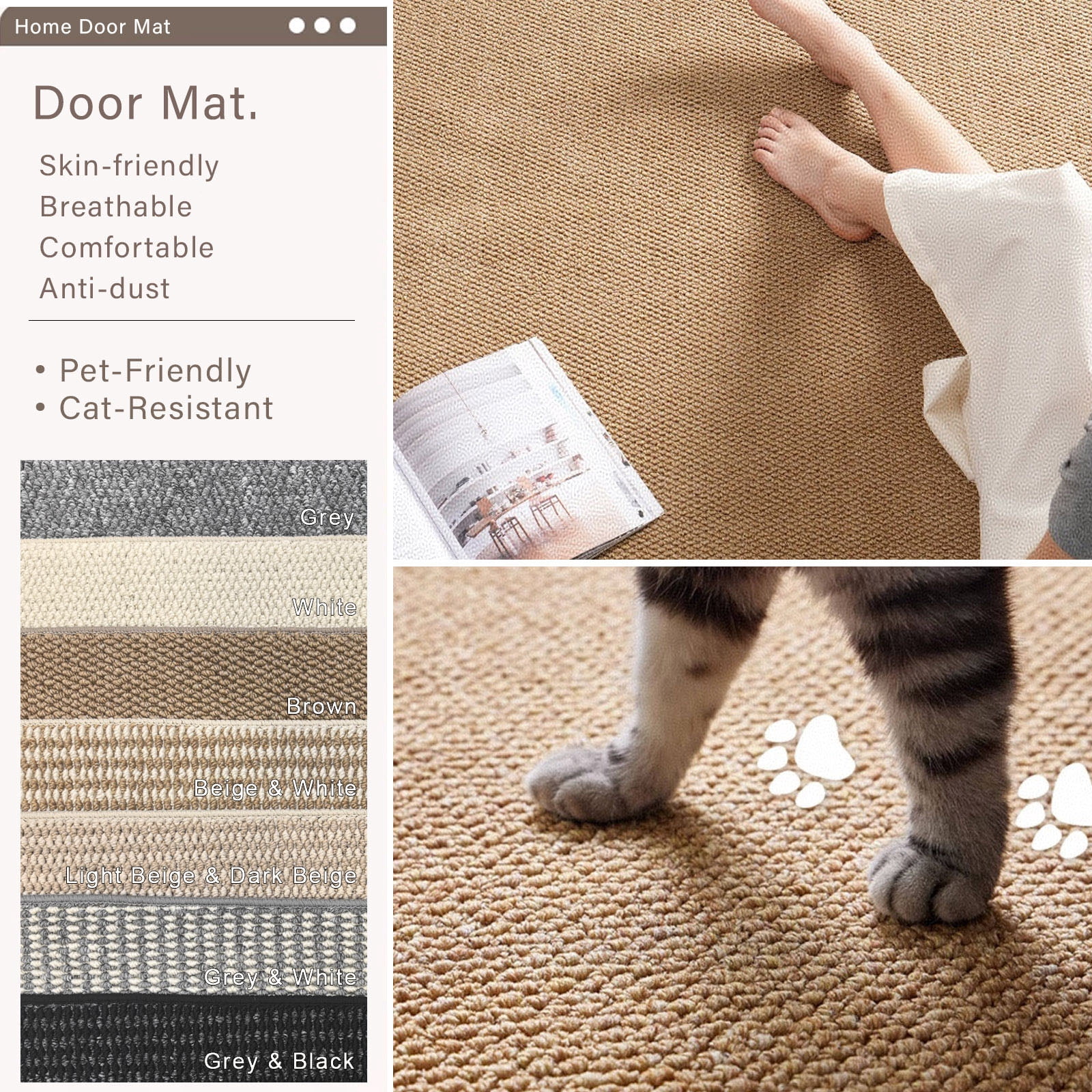 Area Rug Dirt Trapper  Non-Slip Washable Floor Rug, Dirt Resistant & Absorbent Indoor Rug, Low Profile Soft Rug for Entryway, Living Room, Bedroom