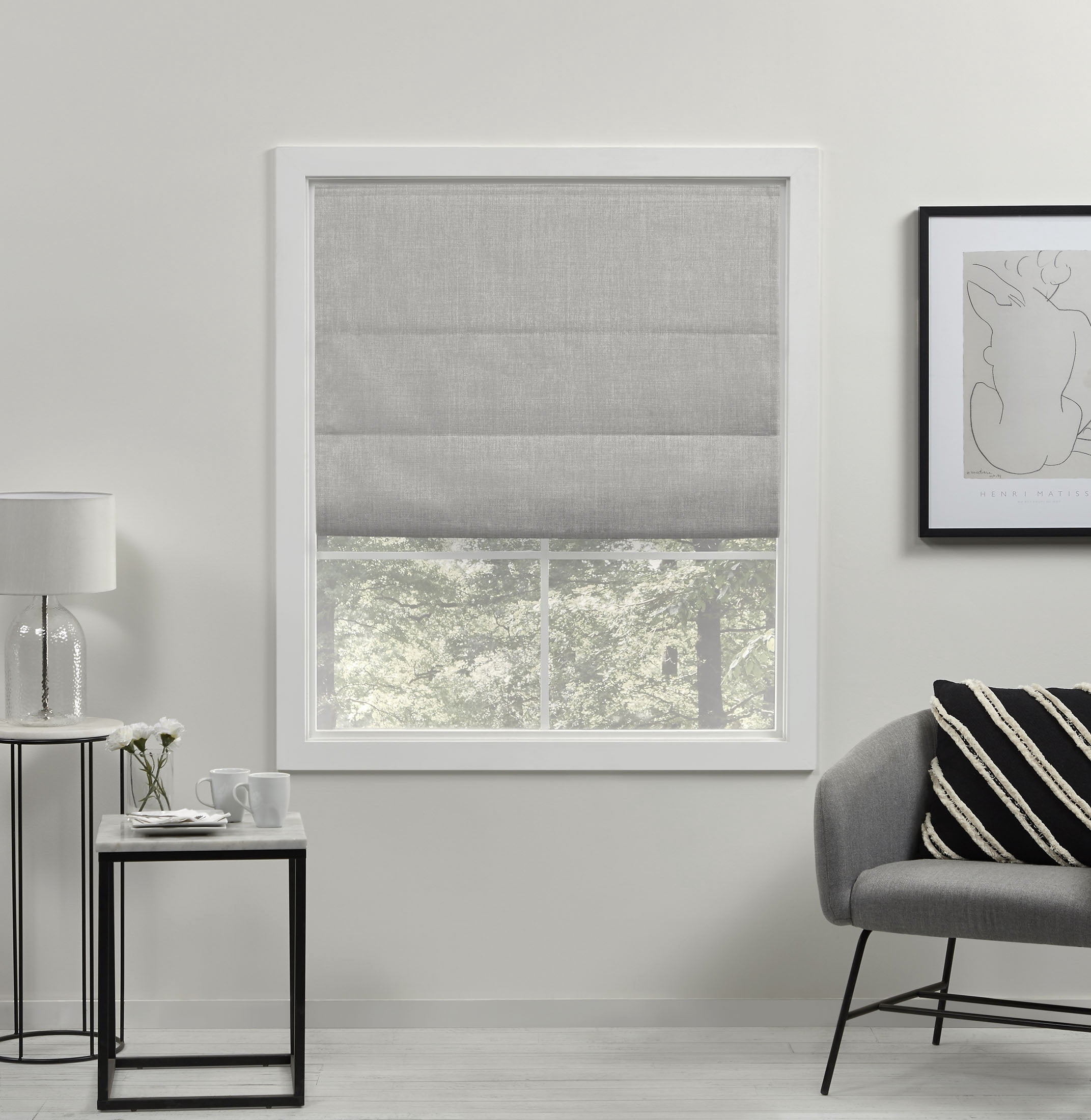 Exclusive Home Thermal Acadia Blackout Roman Shade, Silver, 31"x64"