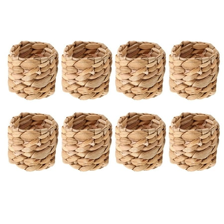 

8Pcs Country Style Water Woven Napkin Ring Hand-Woven Straw Napkin Ring Farmhouse Natural Napkin Buckle