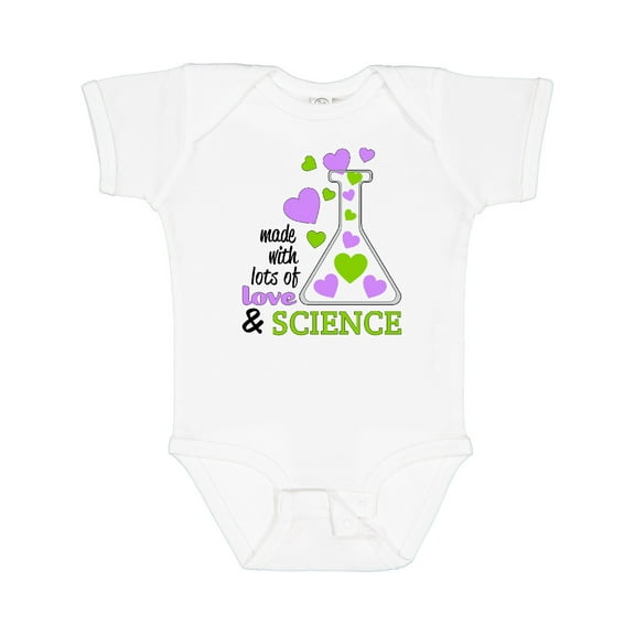 Inktastic Made with Lots of Love and Science Heart Bubbles in a Beaker Boys or Girls Baby Bodysuit
