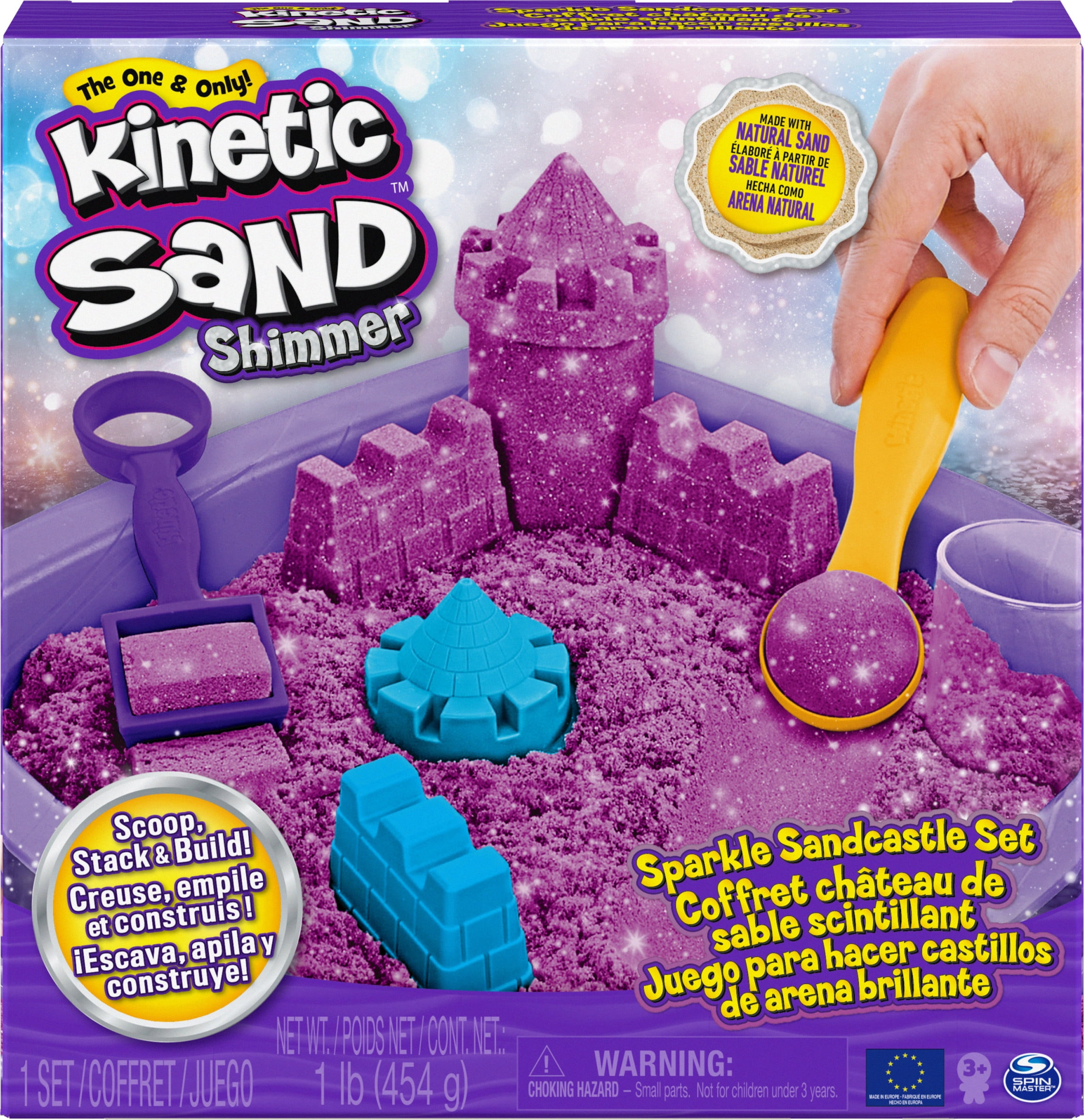 Kinetic Sand Sparkle Sandcastle Set w/ 1lb Purple Shimmer Kinetic Sand