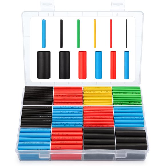 560 Pcs Tubes Thermorétractables 2:1, Eventronic Fil Électrique, Assortiment de Tubes d'Isolation Thermique avec Boîte (5 Couleurs/12 Tailles)