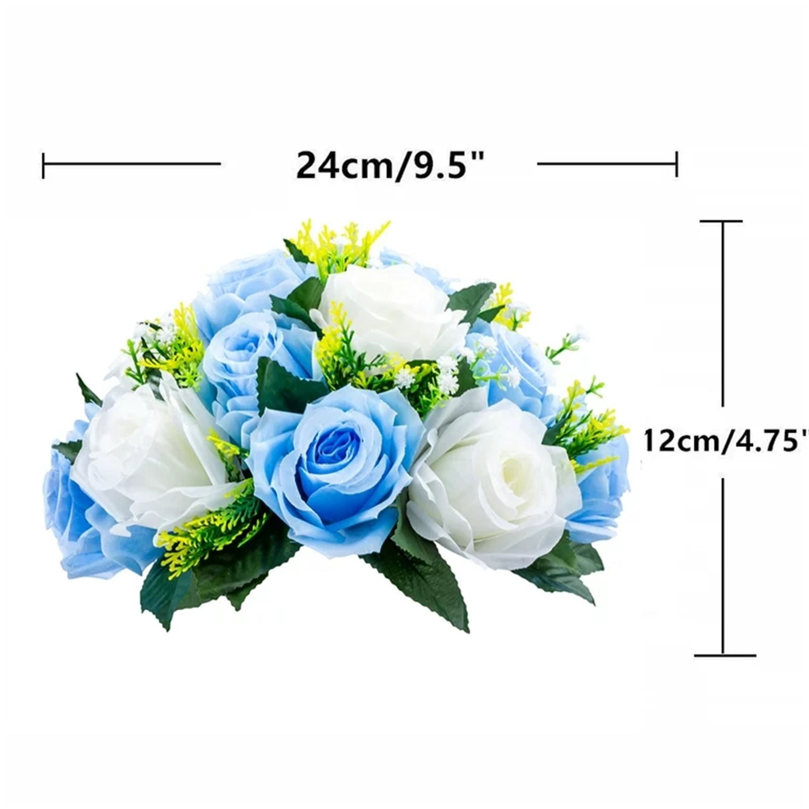 2-Pack White & Light Blue Silk Flower Ball – Miyuadkai Simulation Silk Flower Ball for Wedding Car Staircase Decoration, Main Table Centerpiece Wedding Props
