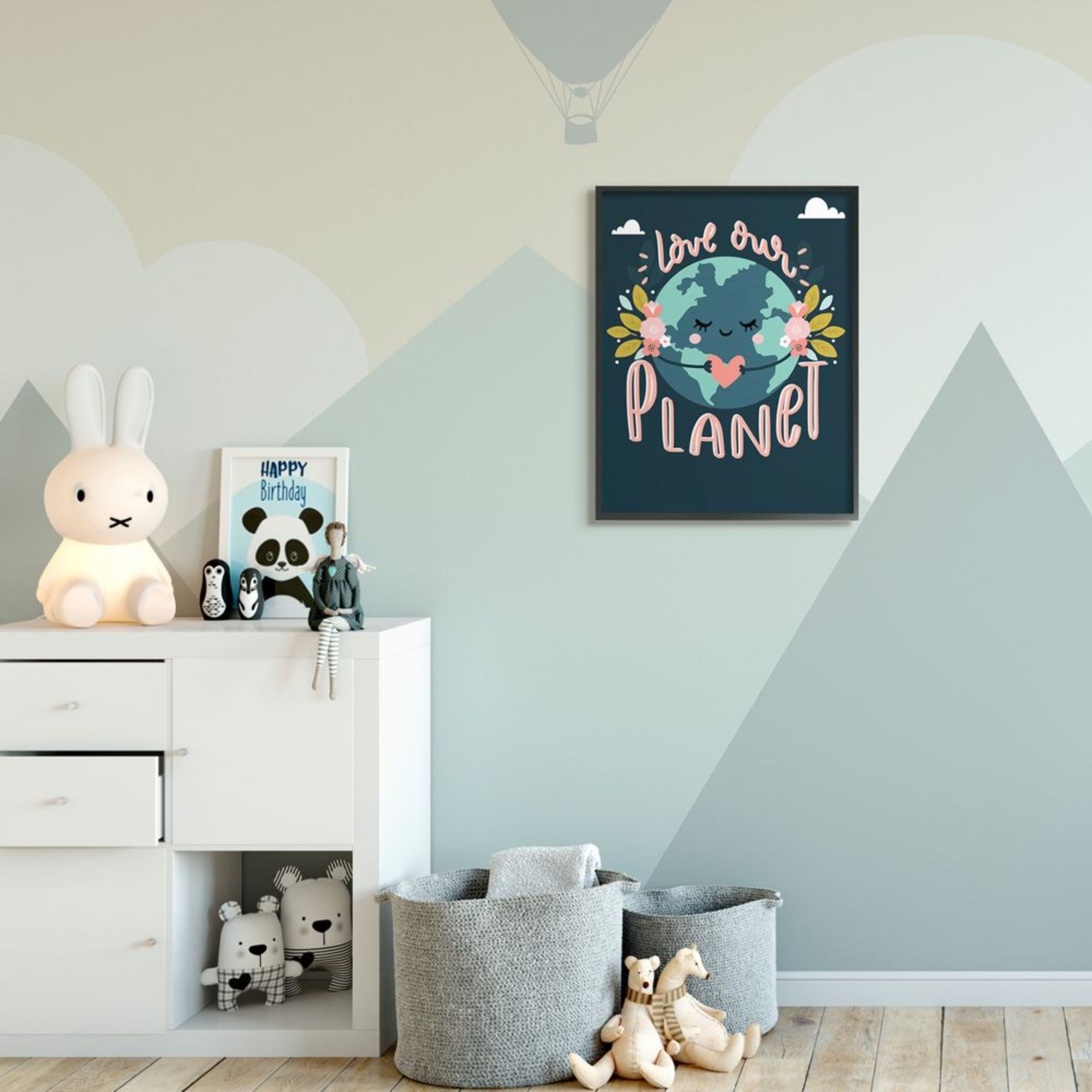 Stupell Industries Love Our Planet Phrase Floral Cartoon Earth Design by Angela Nickeas
