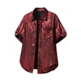 thumbnail image 3 of Miqool Men's Silk Button Down Shirt Short Sleeve Western Shirts Casual Beach Summer Party Wedding Shirts, 3 of 8