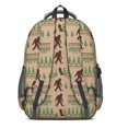 thumbnail image 3 of Bigfoot and Tree Brown Pattern Backpack for School, Cute School Bag with Adjustable Shoulder Straps and Padded Back, 16.9"x12.6"x5.9", 3 of 5