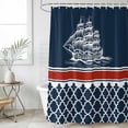 thumbnail image 6 of Navy Blue Coastal Shower Curtain Set - 48" x 72" Washable Bathtub Curtain with 12 Hooks, Nautical Ocean Sea Abstract Art Waterproof Fabric Stall Shower Curtains for Bathroom/Bathtub Décor, 6 of 6