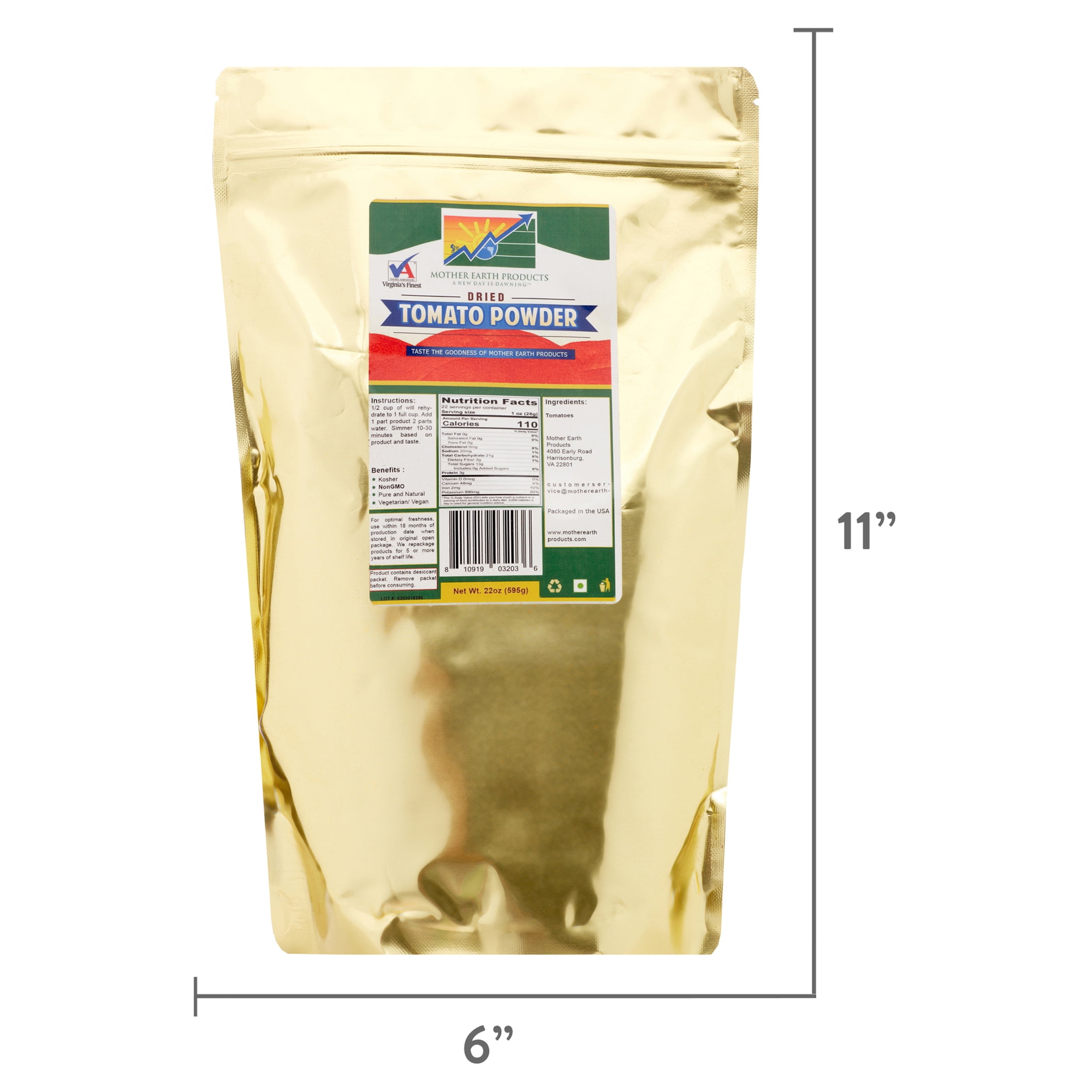 Air Dried Tomato Powder, Emergency Food, 1 Full Quart Mylar Bag