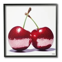 Stupell Industries Cherries with Reflection Food & Beverage Painting Black Framed Art Print Wall Art, 17 x 17