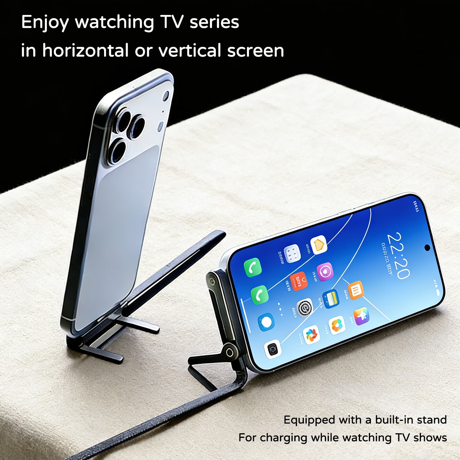 2-in-1 Invisible Holder Charger Cable – Fast Charging Cord with Built-in Phone Stand, 240W Super Fast Charging Cord with Built-in Folding Phone Stand, Type-C Cable for iPhone Gaming(2PC)