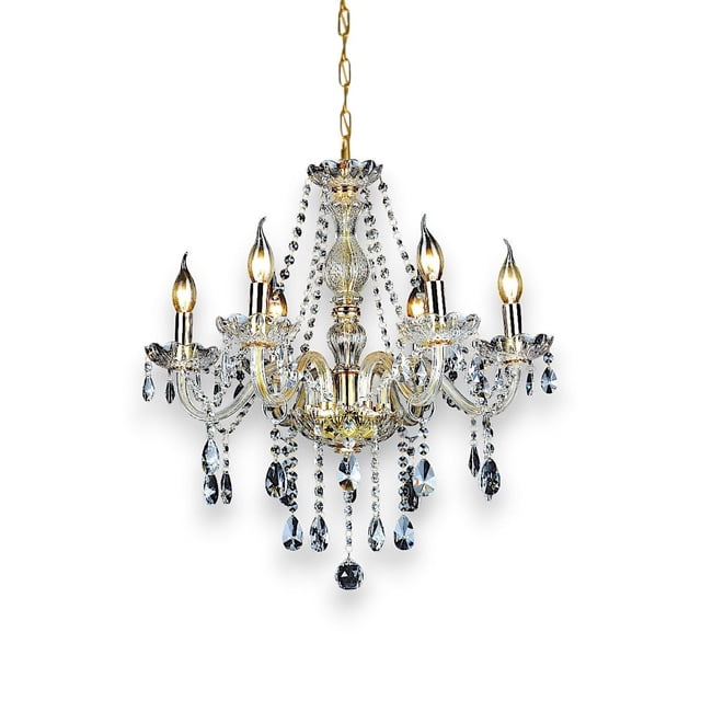 Candil de Techo Cristal Cortado D'Gala Iluminación DG9018 Dorado de 6 Luces