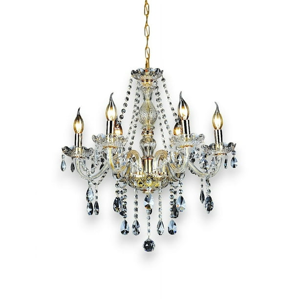 Candil de Techo Cristal Cortado D'Gala Iluminación DG9018 Dorado de 6 Luces