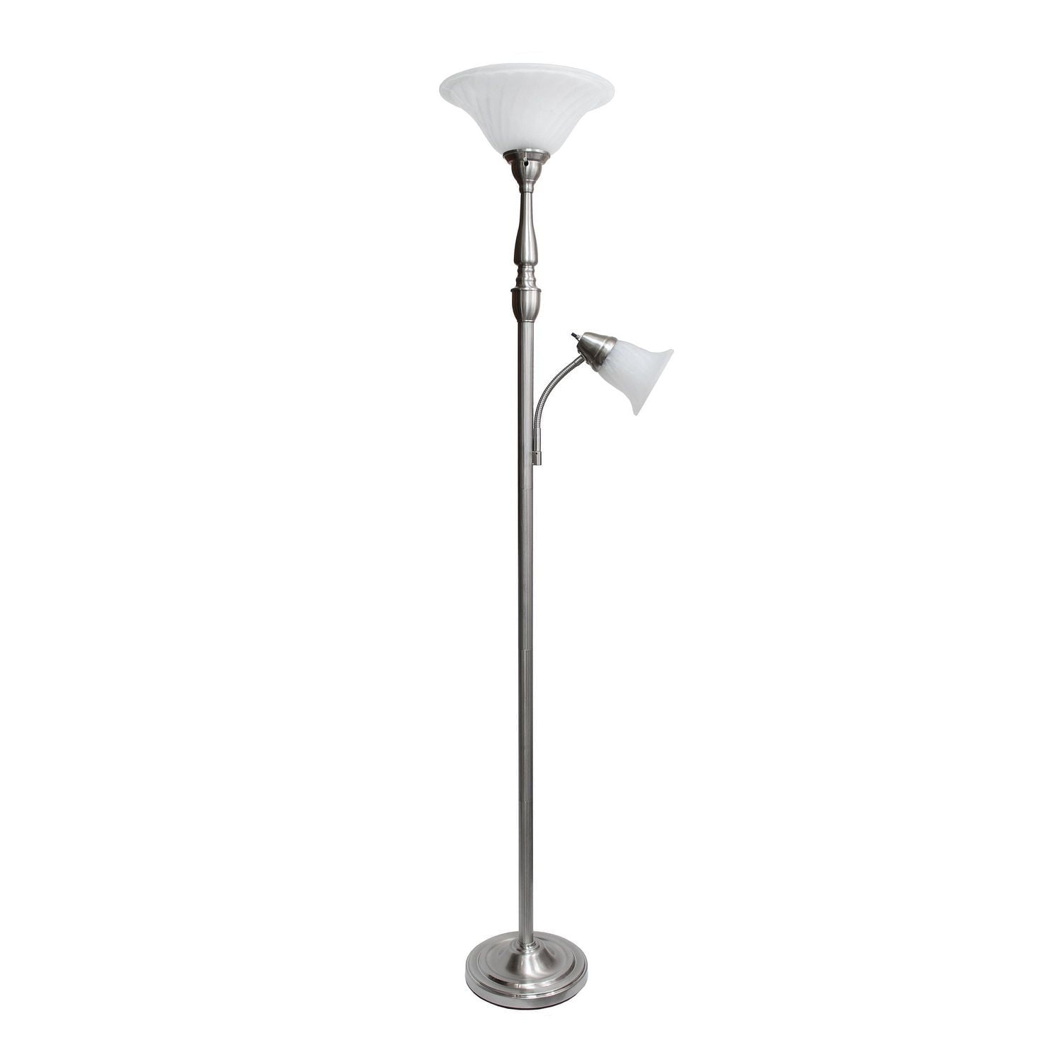 Elegant Designs 2 Light Mother Daughter Floor Lamp with White Marble Glass