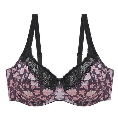 Generic Women s Full Coverage T-Shirt Bra Sexy Mesh Sheer Lace Underwired Bralette Stretch Embroidered Floral Print Plunge Bra