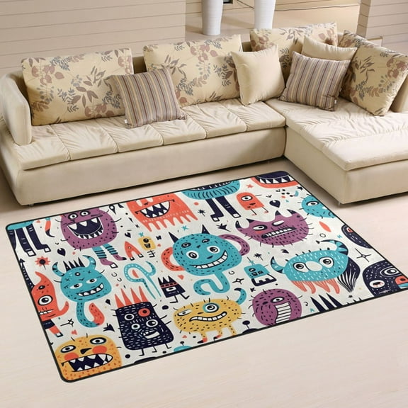 Monsters Blue Area Rug Washable Floor Carpet Mat 60 x 39 inch for Bedroom Living Room Kids Room Home Decor