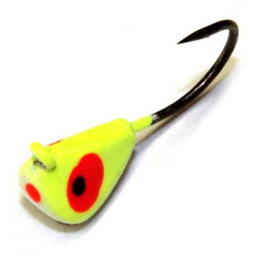 JB Lures Weevil Tungsten Jig Ice Fishing Hook, Chartreuse Glow, Size 10
