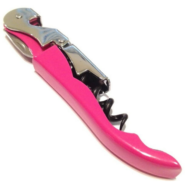 Pink Corkscrew Doubled Hinged Waiters Wine Key Bottle Opener with Foil