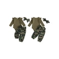 thumbnail image 2 of Loicainy Infant Baby Girl Fall Outfits 3 6 12 18 Months Cute Long Sleeve Romper and Camo Pants Bow Headband Clothes Set, 2 of 9