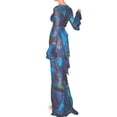 thumbnail image 6 of Coduop Women's Swimwear Sunscreen Smock Dress Long Sleeve V Neck Print Split  Beach Long Dress, 6 of 9