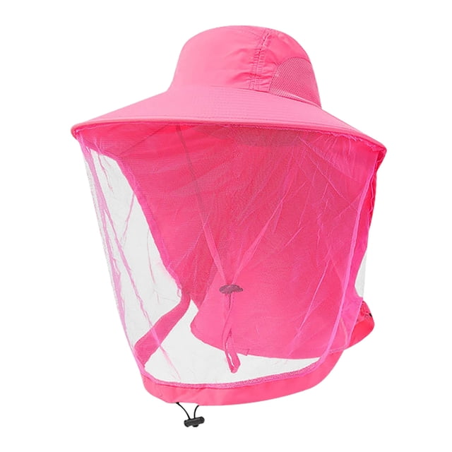 Watermelon Red Mosquito Net Hat With Sun Protection Outdoor Beekeeping Hat For Camping Gardening Hunting Wide Brim Mesh Head Cover Breathable Lightweight Wear