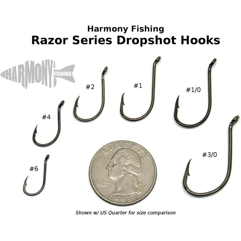 Harmony Fishing - Razor Series Dropshot Hooks 10 Pack, Size: 1/0 10 Pack