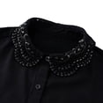 thumbnail image 4 of Women's Detachable Round False Collar, Openwork Design with Pearl Bead Embellishment, Inner Layering Piece for a Subtle and Stylish Neckline Detail-Black, 4 of 5