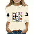 thumbnail image 2 of MKOSPLRT T-Shirts d'Halloween pour Enfants Filles Garçons Manches 3/4 Col Rond T-Shirts Graphiques Amusants Décontractés Amples pour Sortir T-Shirts Rentrée des Classes, 2 of 4