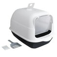 thumbnail image 1 of Caja de arena para gatos con tapa Caja de arena para mascotas Inodoro para gatos completamente cerrado Fácil de limpiar Borde alto Portátil con puerta Negro Fernando Bandeja de arena para gatos, 1 of 8
