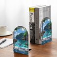 thumbnail image 5 of Susaid Tropical Paradise Window View Print Wooden Bookends Decorative Book Ends for Shelves Heavy Books Holder Organizer Non-Slip Desk Book End for Kids Room Office School 1 Pairs, 5 of 8