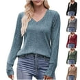 thumbnail image 4 of WREESH Women Long Sleeve V Neck Sweaters Lightweight Loose Tunic Tops Solid Color Casual Pullover Blouses Dark Gray, 4 of 4
